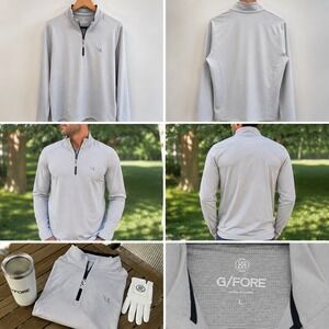 G/FORE Mens Quarter Zip Golf Pullover Light Heather Grey GMM000001 Size Large‎